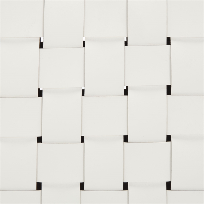 Safavieh Rayne Leather and Iron Woven Dining Chair in White / Silver