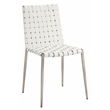 Safavieh Rayne Leather and Iron Woven Dining Chair in White / Silver