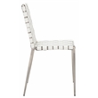 Safavieh Rayne Leather and Iron Woven Dining Chair in White / Silver