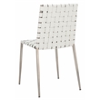 Safavieh Rayne Leather and Iron Woven Dining Chair in White / Silver