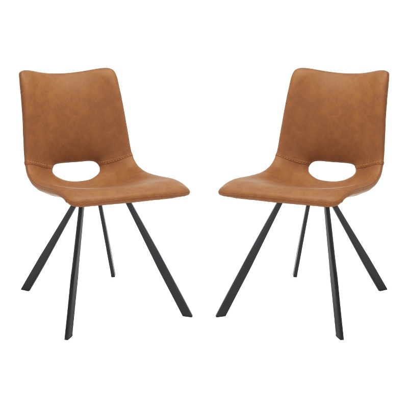 Safavieh Mika Wood and Iron Dining Chair in Amber / Black