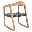 Safavieh Willa Leather and Wood Rocking Dining Chair in Black / Natural