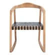 Safavieh Willa Leather and Wood Rocking Dining Chair in Black / Natural