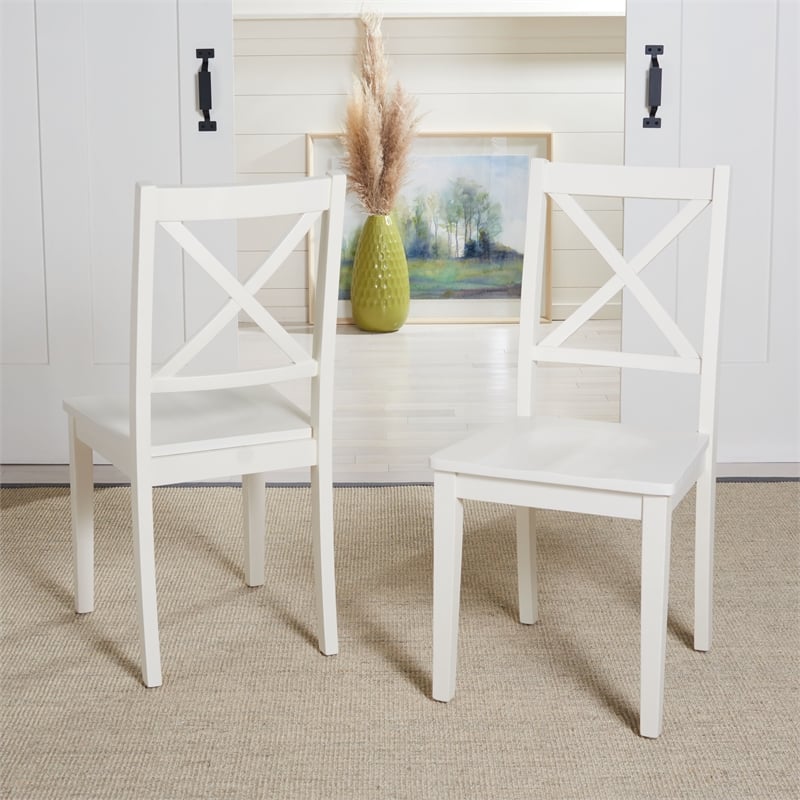 Safavieh Silio X-Back Wood Dining Chair in White