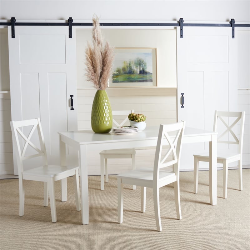 Safavieh Silio X-Back Wood Dining Chair in White