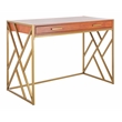 Safavieh Elaine Wood and Steel1 Drawer Desk in Natural / Gold