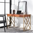 Safavieh Elaine Wood and Steel1 Drawer Desk in Natural / Gold