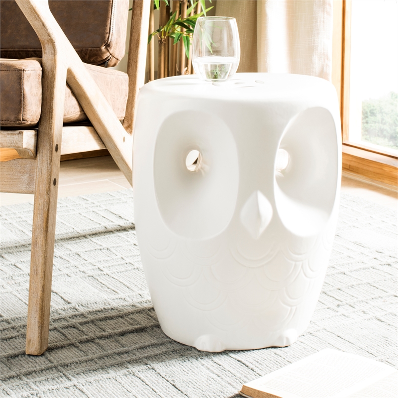 Safavieh Owl Ceramic Garden Stool in White