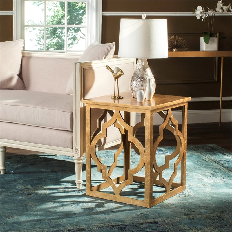Safavieh Milo Wood End Table in Gold