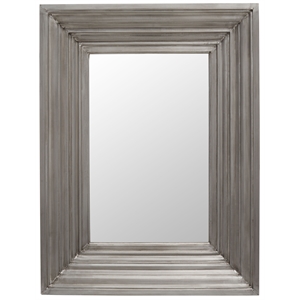 Safavieh Kerry Metal and Wood Small Rectangle Wall Mirror in Silver