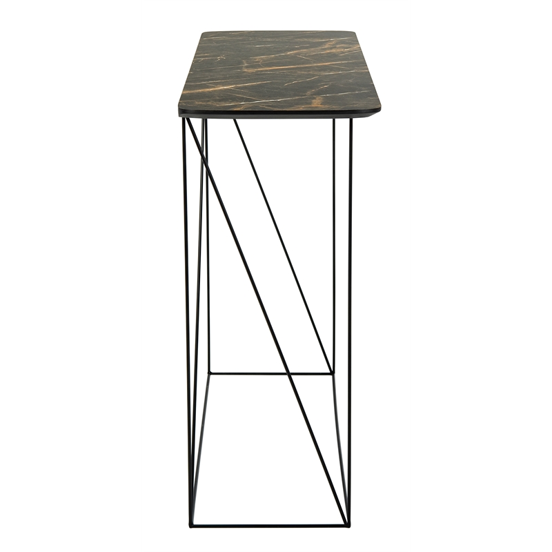 Safavieh Rylee Wood and Metal Rectangle Console Table in Light Brown / Black