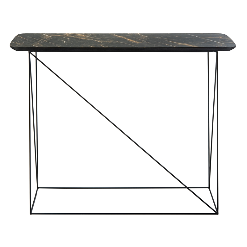Safavieh Rylee Wood and Metal Rectangle Console Table in Light Brown / Black