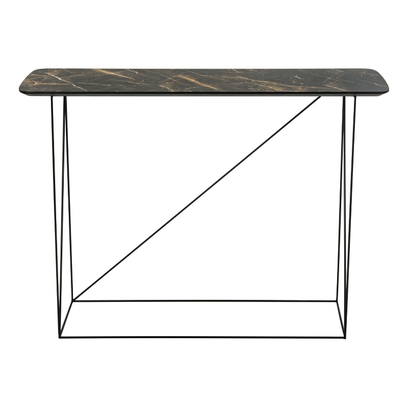 Safavieh Rylee Wood and Metal Rectangle Console Table in Light Brown / Black