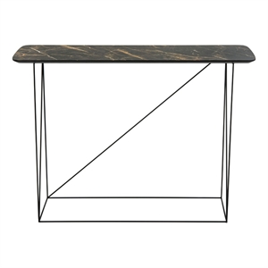 Safavieh Rylee Wood and Metal Rectangle Console Table in Light Brown / Black