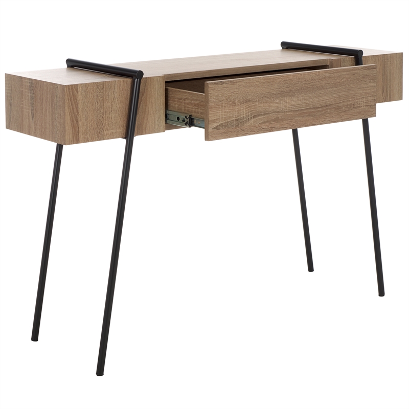 Safavieh Margaux Wood and Metal Console Table in Light Gray / Oak / Black