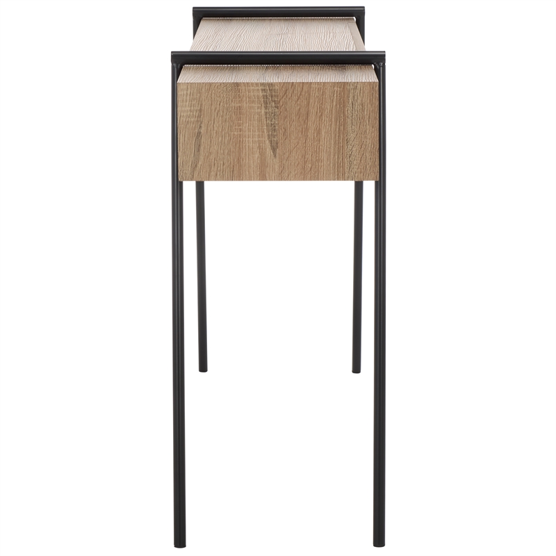Safavieh Margaux Wood and Metal Console Table in Light Gray / Oak / Black