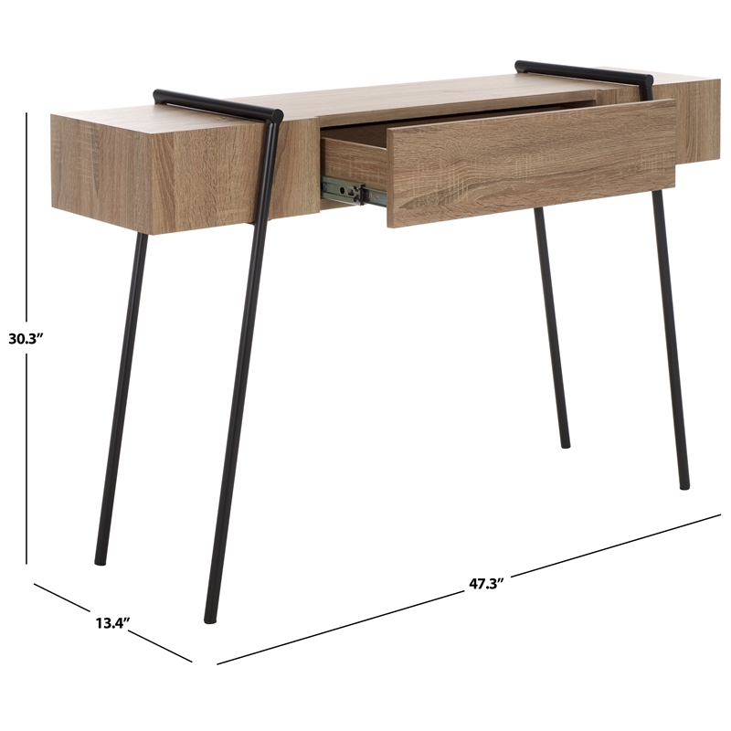 Safavieh Margaux Wood and Metal Console Table in Light Gray / Oak / Black