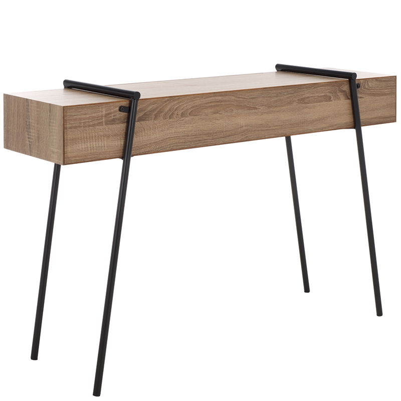 Safavieh Margaux Wood and Metal Console Table in Light Gray / Oak / Black