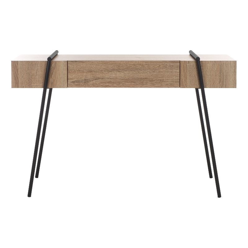 Safavieh Margaux Wood and Metal Console Table in Light Gray / Oak / Black