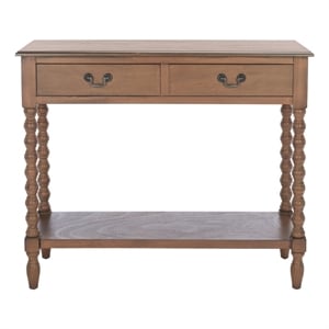 Safavieh Athena Wood and Metal 2 Drawer Console Table in Brown
