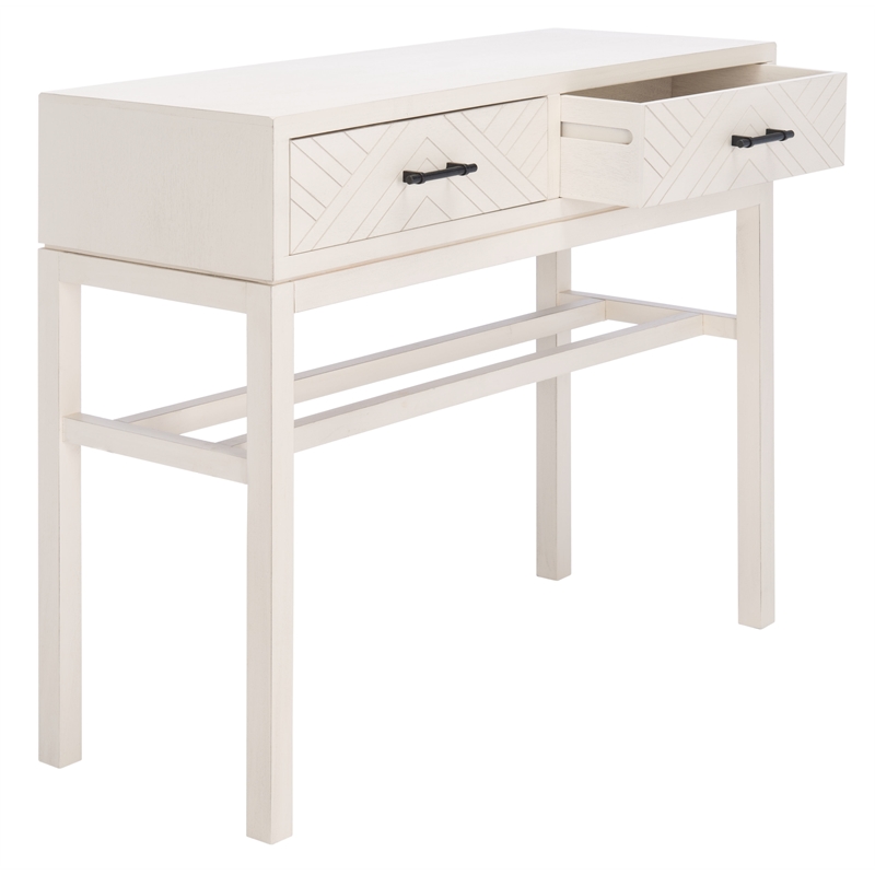 Safavieh Ajana Wood and Metal 2 Drawer Console Table in White