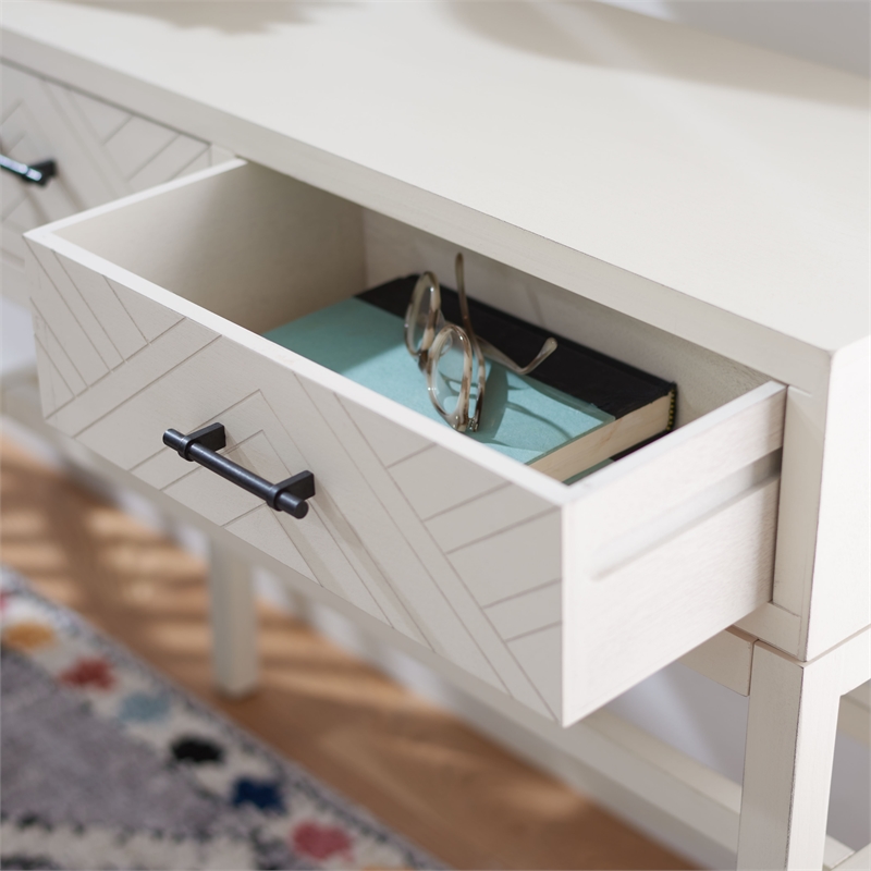 Safavieh Ajana Wood and Metal 2 Drawer Console Table in White