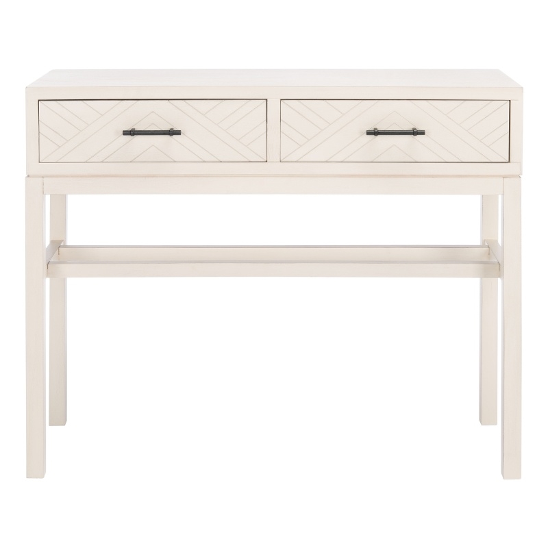 Safavieh Ajana Wood and Metal 2 Drawer Console Table in White
