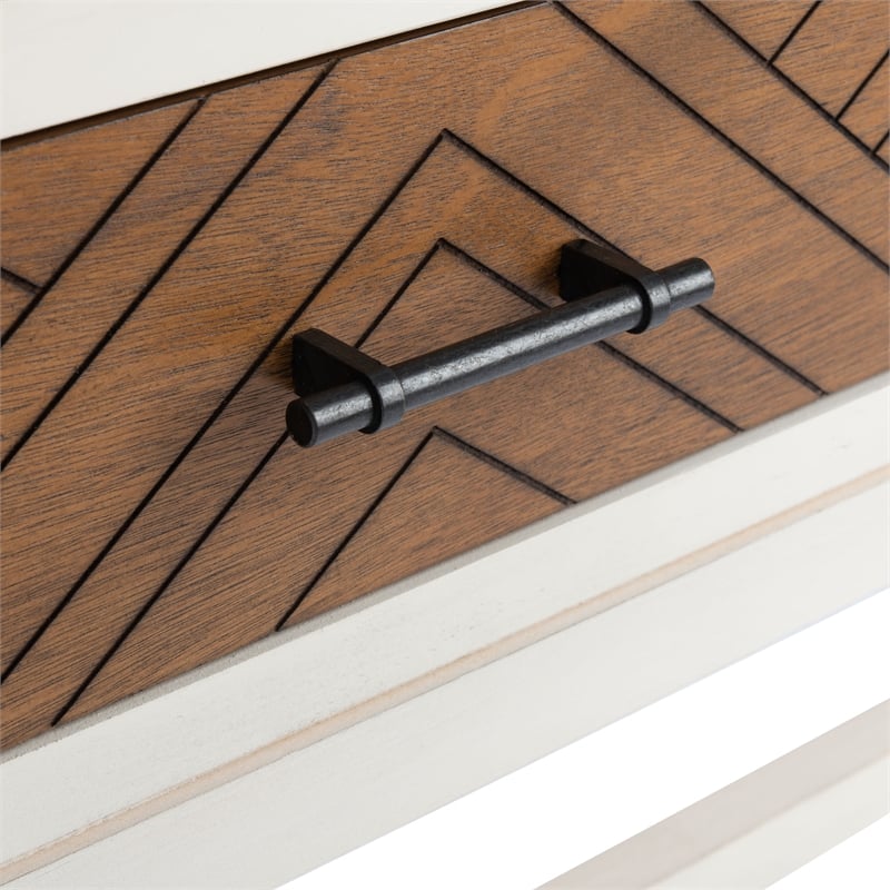 Safavieh Ajana Wood and Metal 2 Drawer Console Table in White / Light Brown