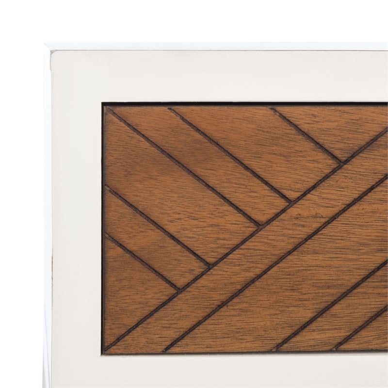 Safavieh Ajana Wood and Metal 2 Drawer Console Table in White / Light Brown