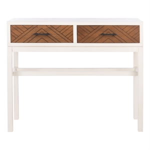Safavieh Ajana Wood and Metal 2 Drawer Console Table in White / Light Brown