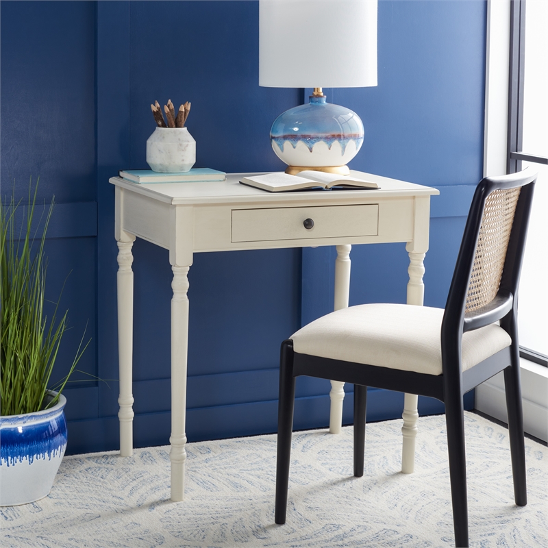 Safavieh Arina Wood and Metal 1 Drawer Desk in White