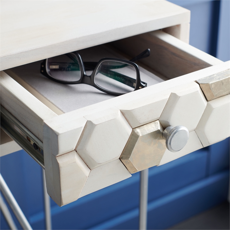 Safavieh Raveena Wood and Iron Desk in White / Silver
