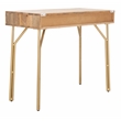 Safavieh Lily Wood and Metal 2 Drawer Desk in Natural / Brass