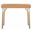 Safavieh Lily Wood and Metal 2 Drawer Desk in Natural / Brass