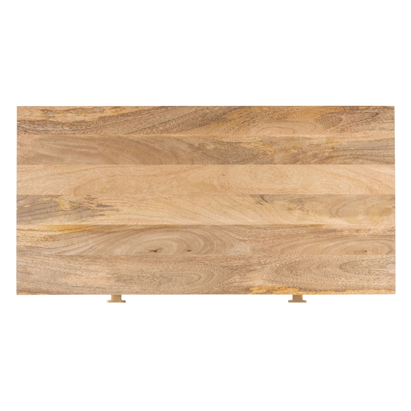 Safavieh Lily Wood and Metal 2 Drawer Desk in Natural / Brass