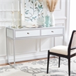Safavieh Aster Wood and Iron 2 Drawer Mirrored Desk in Silver / Mirror
