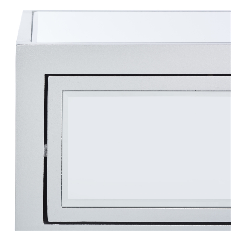 Safavieh Aster Wood and Iron 2 Drawer Mirrored Desk in Silver / Mirror