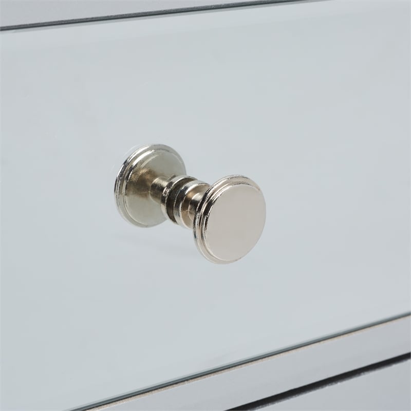 Safavieh Aster Wood and Iron 2 Drawer Mirrored Desk in Silver / Mirror