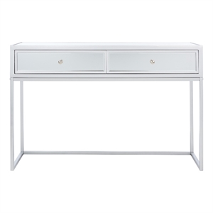 Safavieh Aster Wood and Iron 2 Drawer Mirrored Desk in Silver / Mirror