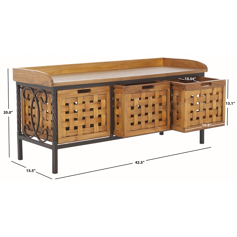 Safavieh Isaac Wood Storage Bench in Oak