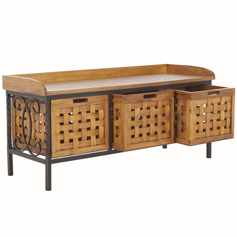 Safavieh Isaac Wood Storage Bench in Oak