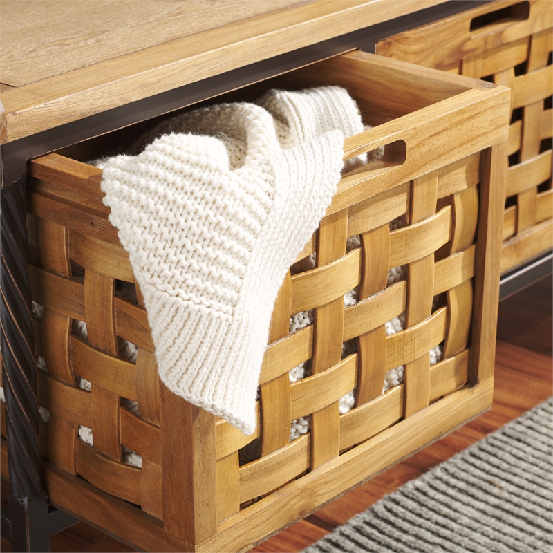 Safavieh Isaac Wood Storage Bench in Oak