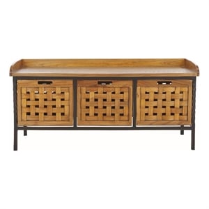 Safavieh Isaac Wood Storage Bench in Oak
