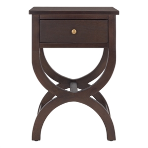 Safavieh Maxine Wood and Metal Accent Table With Storage Drawer in Walnut