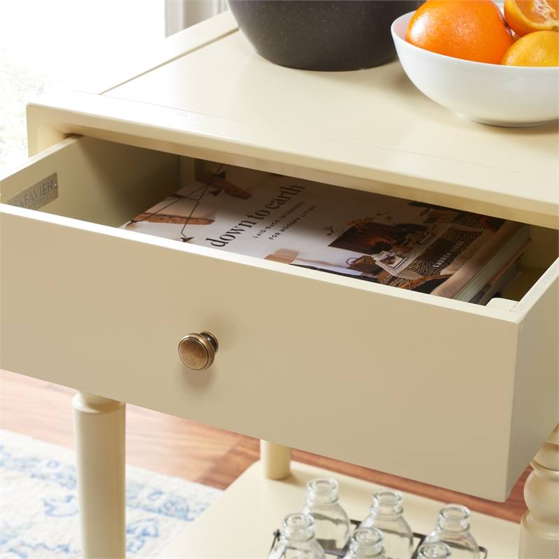 Safavieh Siobhan Wood and Metal Accent Table With Storage Drawer  in Vanilla