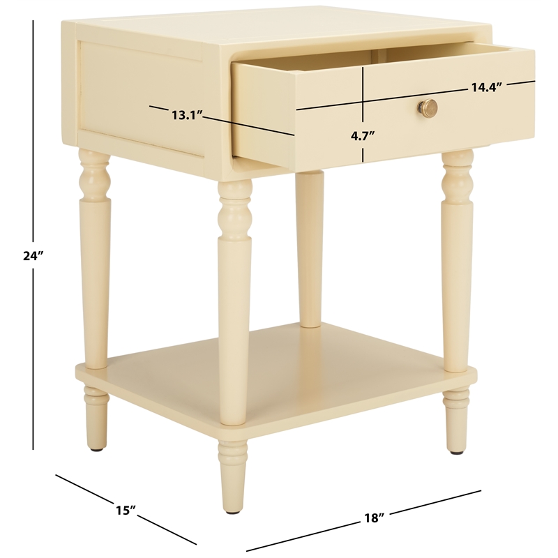 Safavieh Siobhan Wood and Metal Accent Table With Storage Drawer  in Vanilla