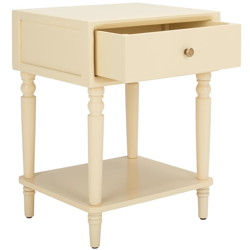 Safavieh Siobhan Wood and Metal Accent Table With Storage Drawer  in Vanilla