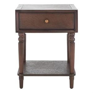 Safavieh Siobhan Wood and Metal Accent Table With Storage Drawer in Walnut