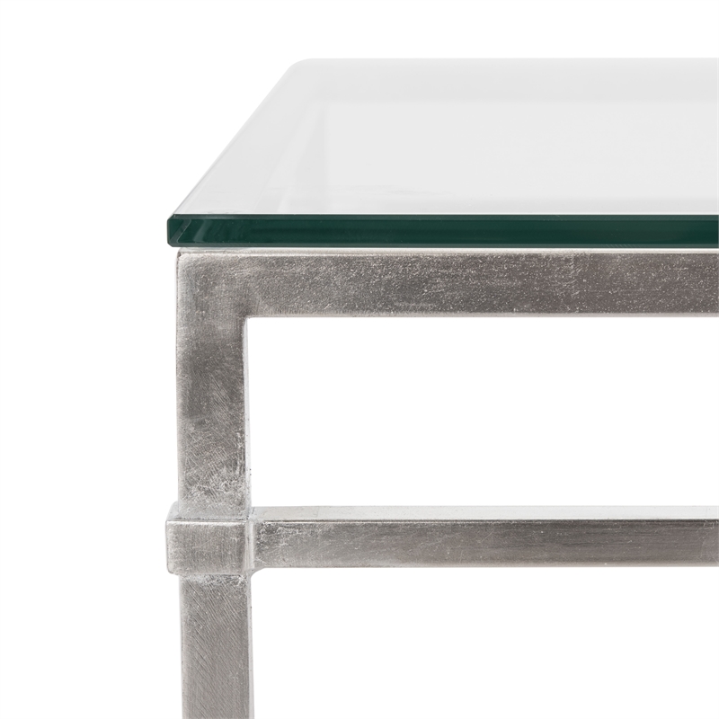 Safavieh Abelard Iron and Tempered Glass Cocktail Table in Silver