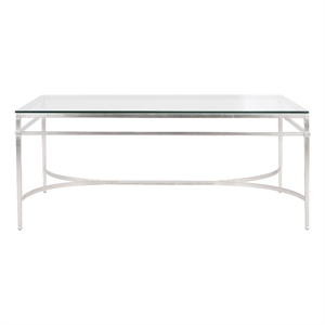 Safavieh Abelard Iron and Tempered Glass Cocktail Table in Silver